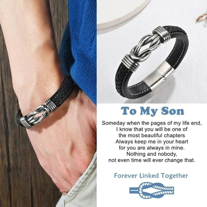 "Mor och son förenade för alltid" Handgjort armband i flätat läder - Utan text - - all bracelet jewelry new - Trenday