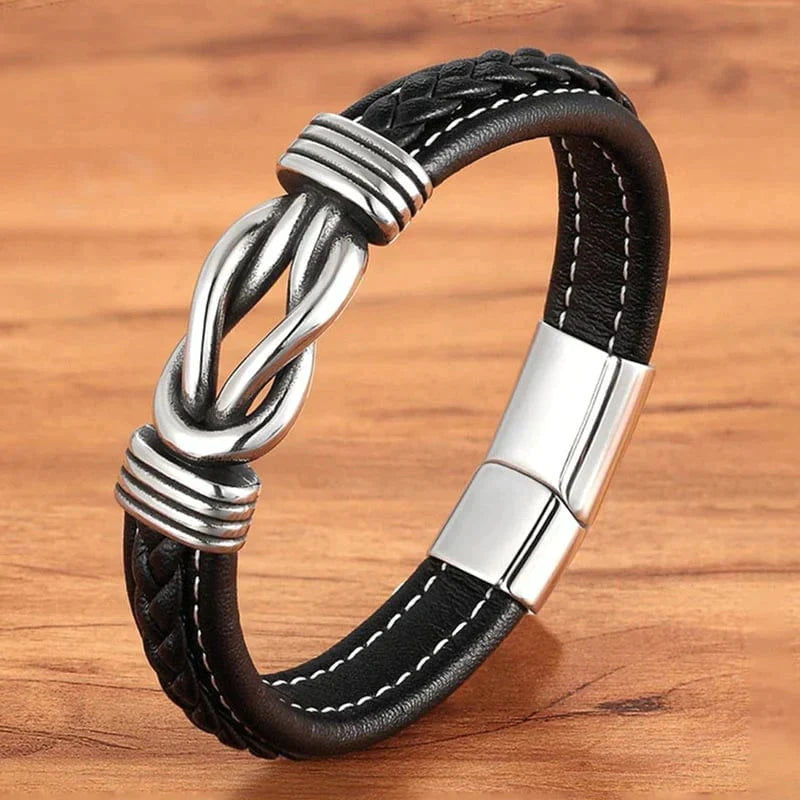BraceletsWap - Klassiskt herrarmband läder rostfritt stål - - - Trenday