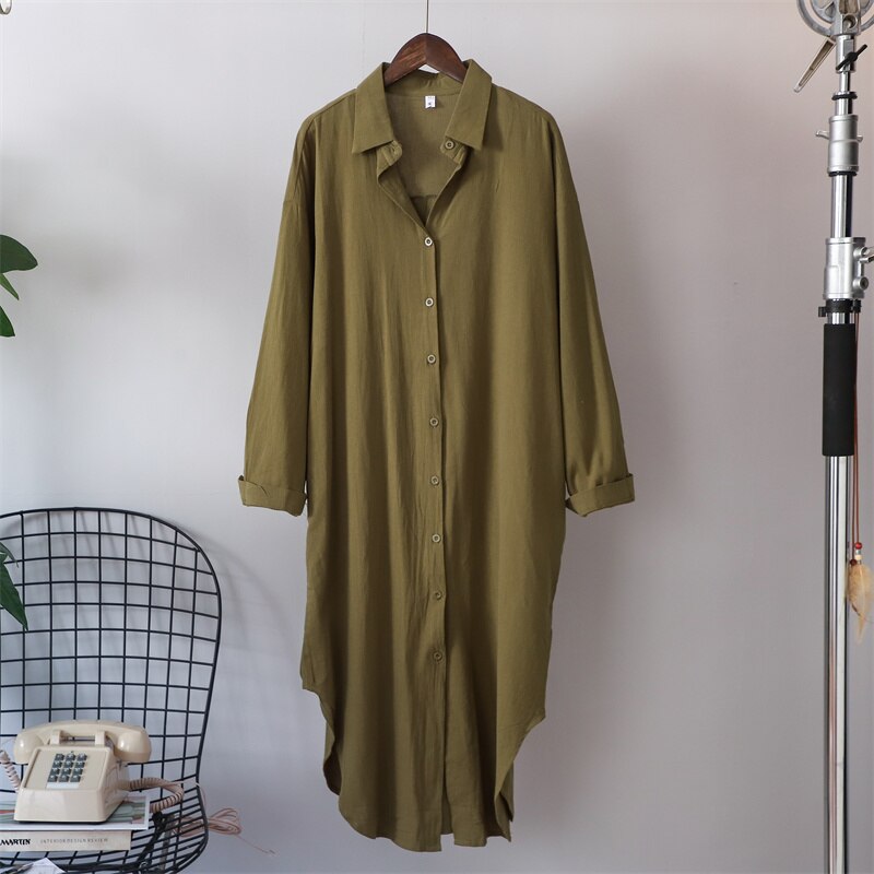 Cotton Oversized Big Shirt (finns i fler färger) - Army Green XXL - - Trenday