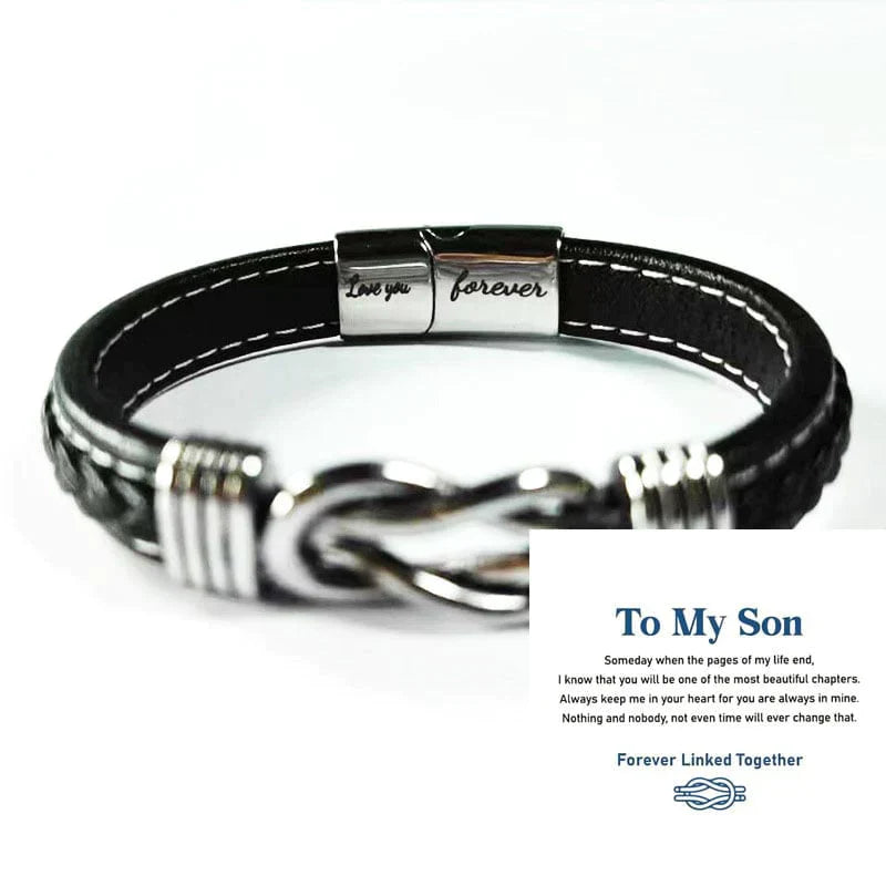 BraceletsWap - Klassiskt herrarmband läder rostfritt stål - "Älskar dig för alltid" - - Trenday