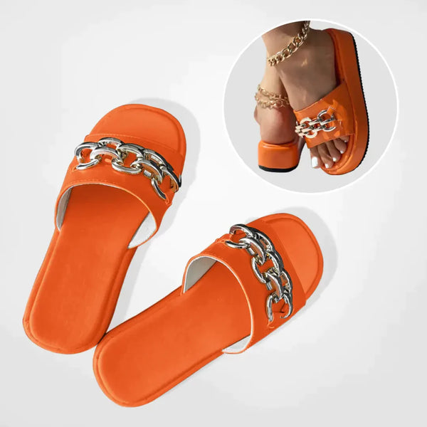 Luna sandaler | Eleganta damsandaler - Orange - - Trenday