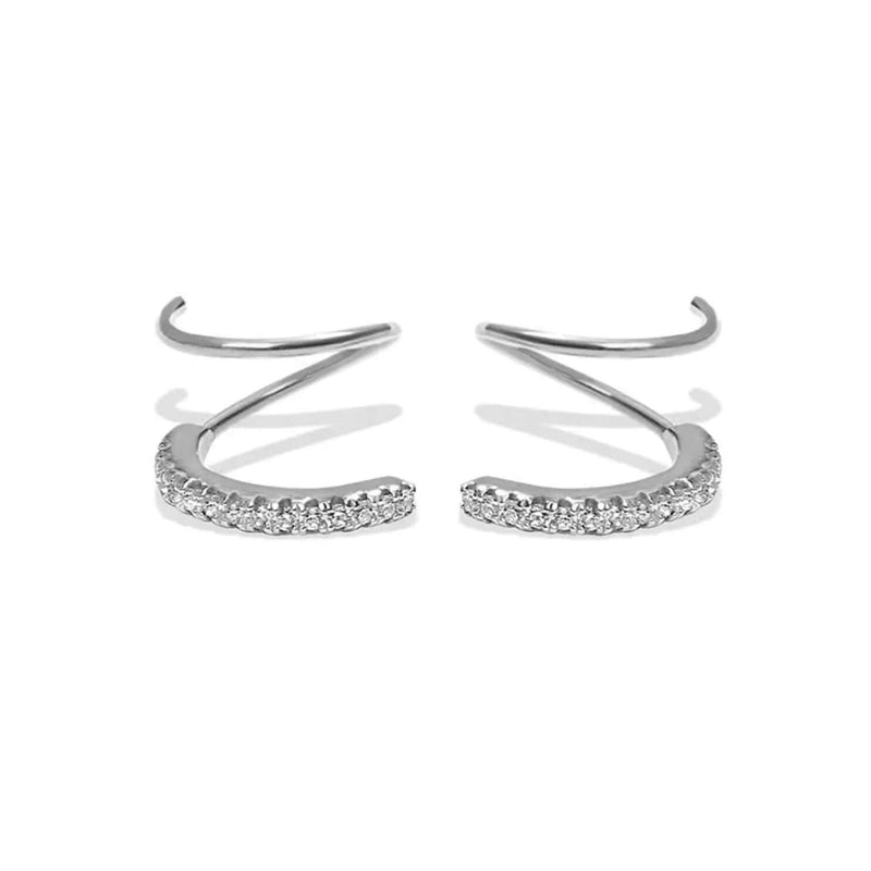 Dubbla örhängen i kristall - Silver - - Trenday