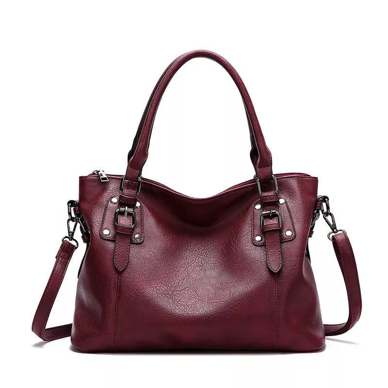 Flora™ | Elegant handväska i läder - Mörkröd - - Trenday