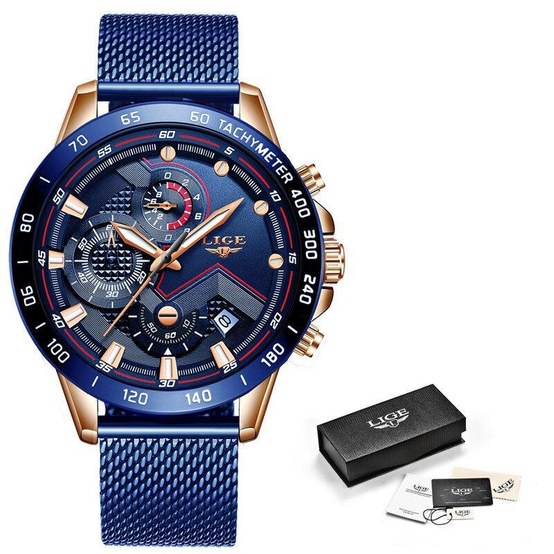 LigeWatch™ - Lyxiga klockor för män - Helt blå mesh - - old - Trenday