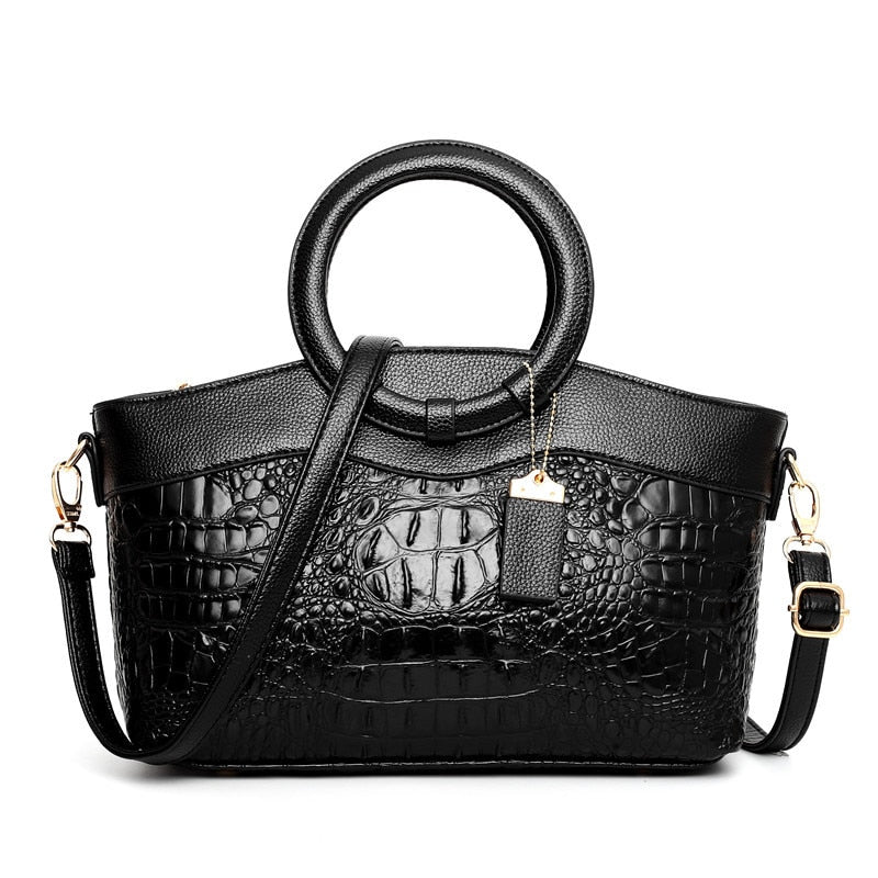 LuxeCroco™ - Lyxiga handväskor för kvinnor - Briljant svart - - old woman - Trenday