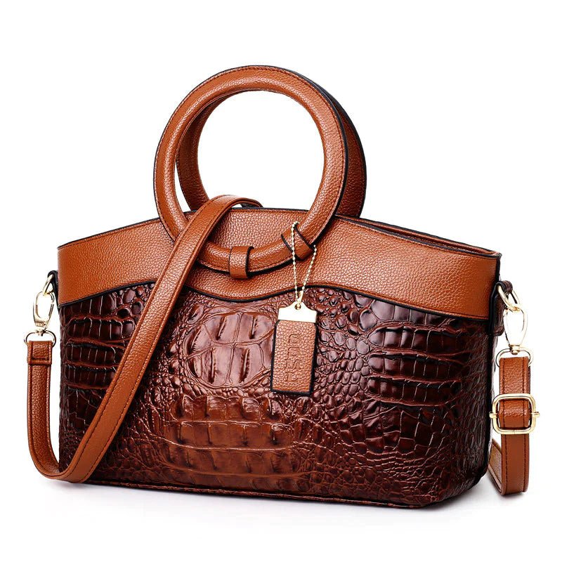 LuxeCroco™ - Lyxiga handväskor för kvinnor - Karamellbrun - - old woman - Trenday
