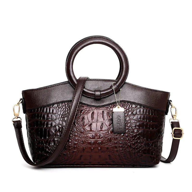 LuxeCroco™ - Lyxiga handväskor för kvinnor - Moccabrun - - old woman - Trenday