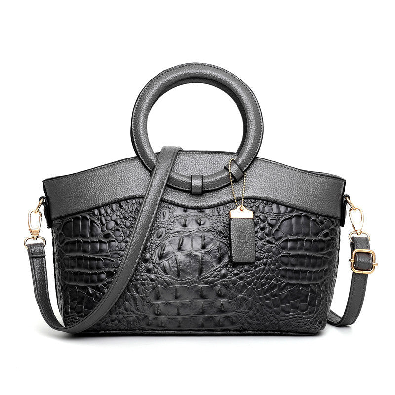 LuxeCroco™ - Lyxiga handväskor för kvinnor - Grafitgrå - - old woman - Trenday