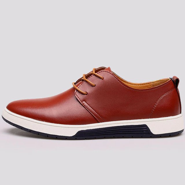Mäns äkta läder Casual Oxford skor - Brun - - Trenday