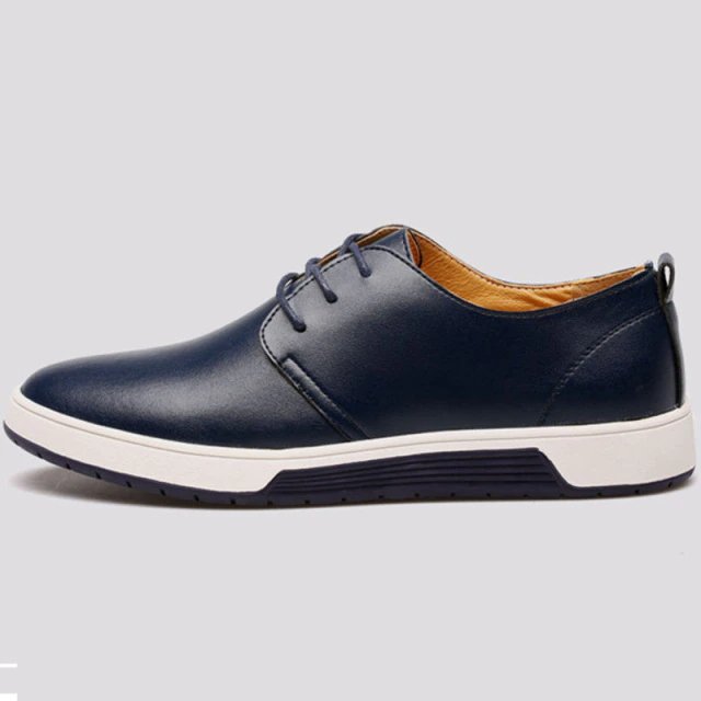 Mäns äkta läder Casual Oxford skor - Blått - - Trenday